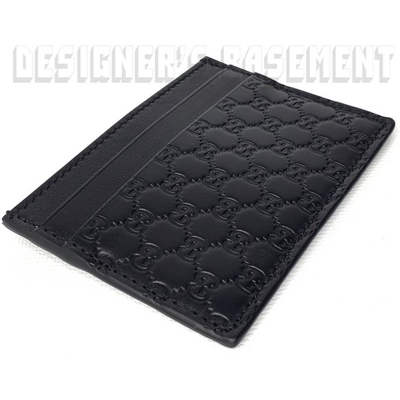 GUCCI black MICRO G MicroGUCCISSIMA embossed Leather Card Case wallet New in Box - Picture 5 of 5